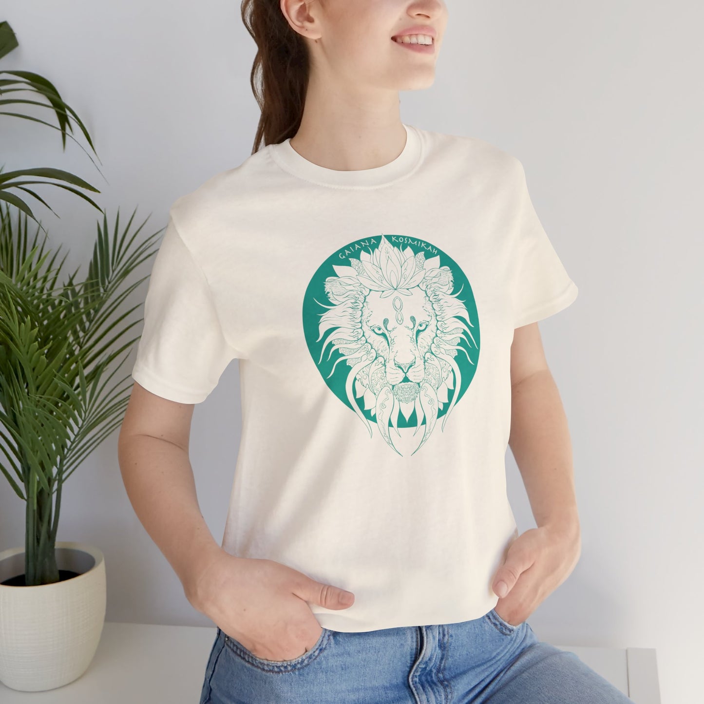 Lion's Gate 888 Aqua Jersey Short Sleeve Tee | Aqua Lion Spirit Animal T-Shirt | Aqua Lion Shirt