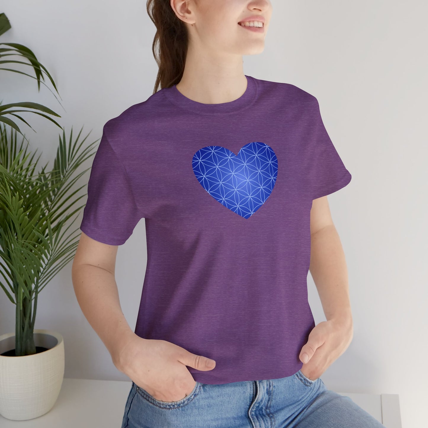 Heart Flower Of Life Unisex Jersey Short Sleeve Tee | Heart Flower Of Life Spiritual T-Shirt