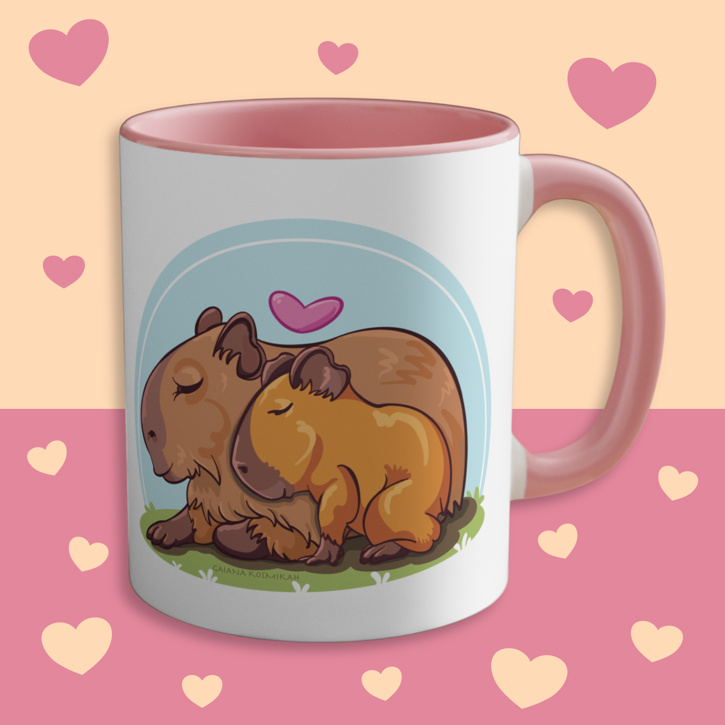 Cute Capybara Mom and Baby - Ceramic Mug 11 oz