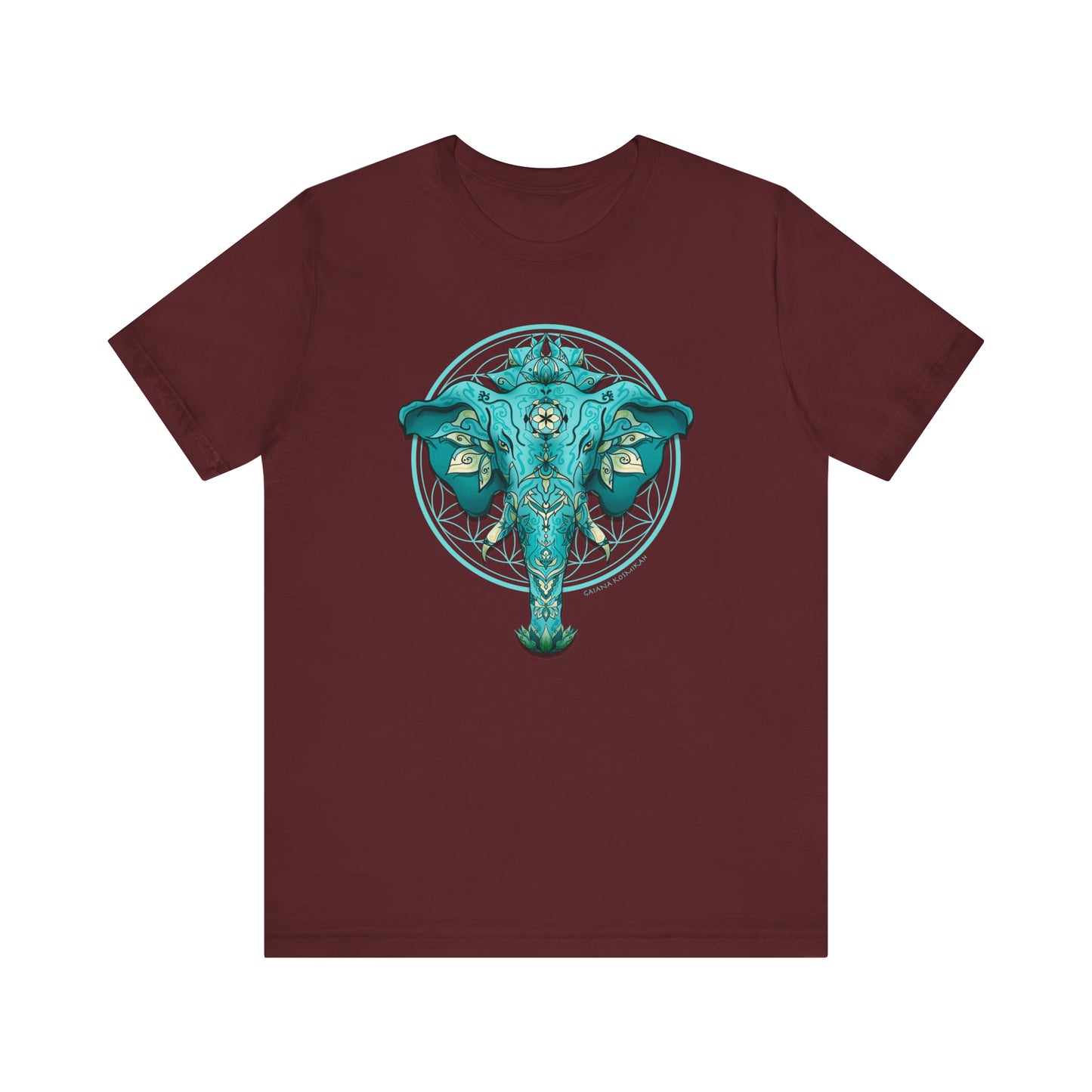 Elephant Spirit Animal Blue Flower Of Life Unisex Jersey Short Sleeve Tee | Ganesha Shirt | Elephant Spiritual Art T-Shirt