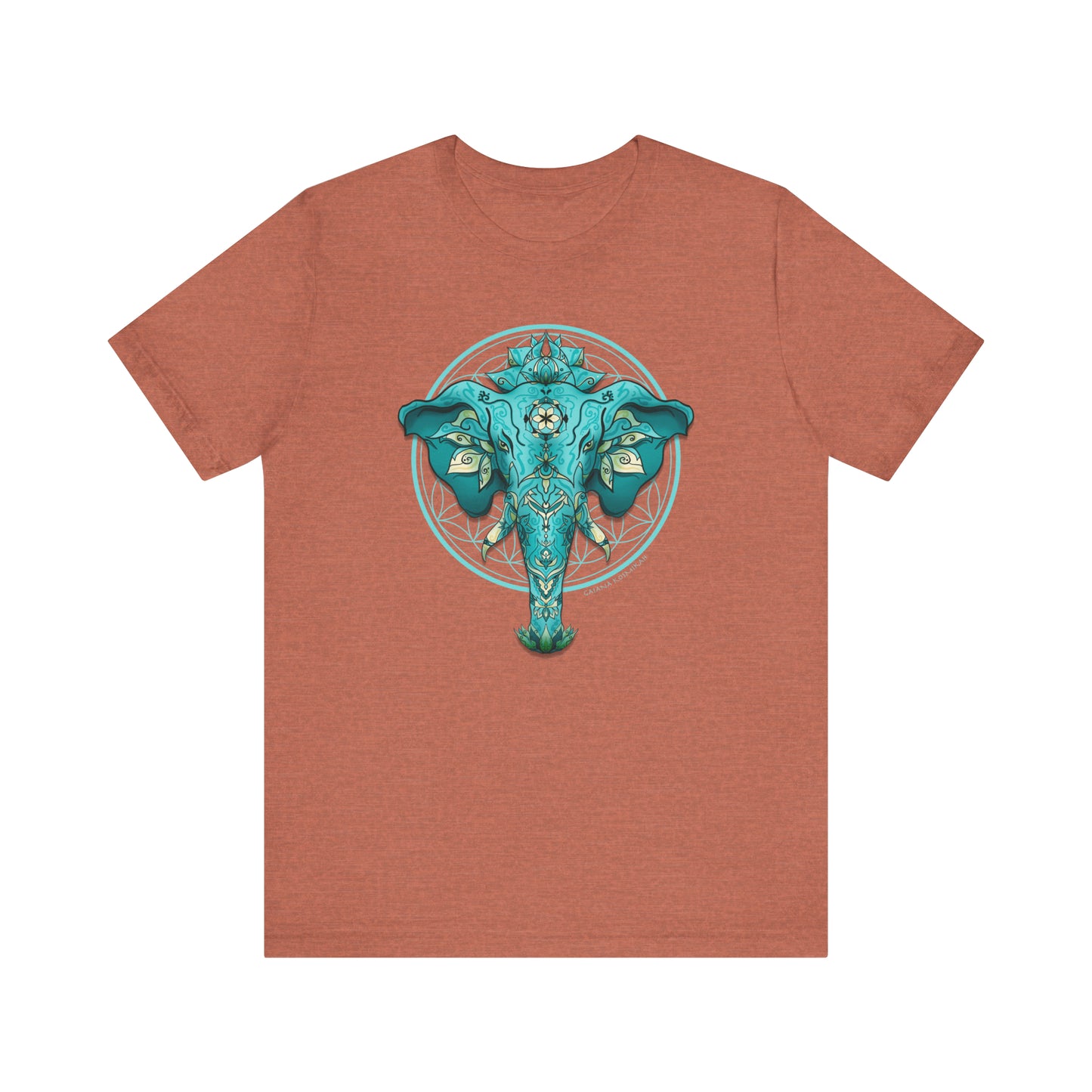 Elephant Spirit Animal Blue Flower Of Life Unisex Jersey Short Sleeve Tee | Ganesha Shirt | Elephant Spiritual Art T-Shirt