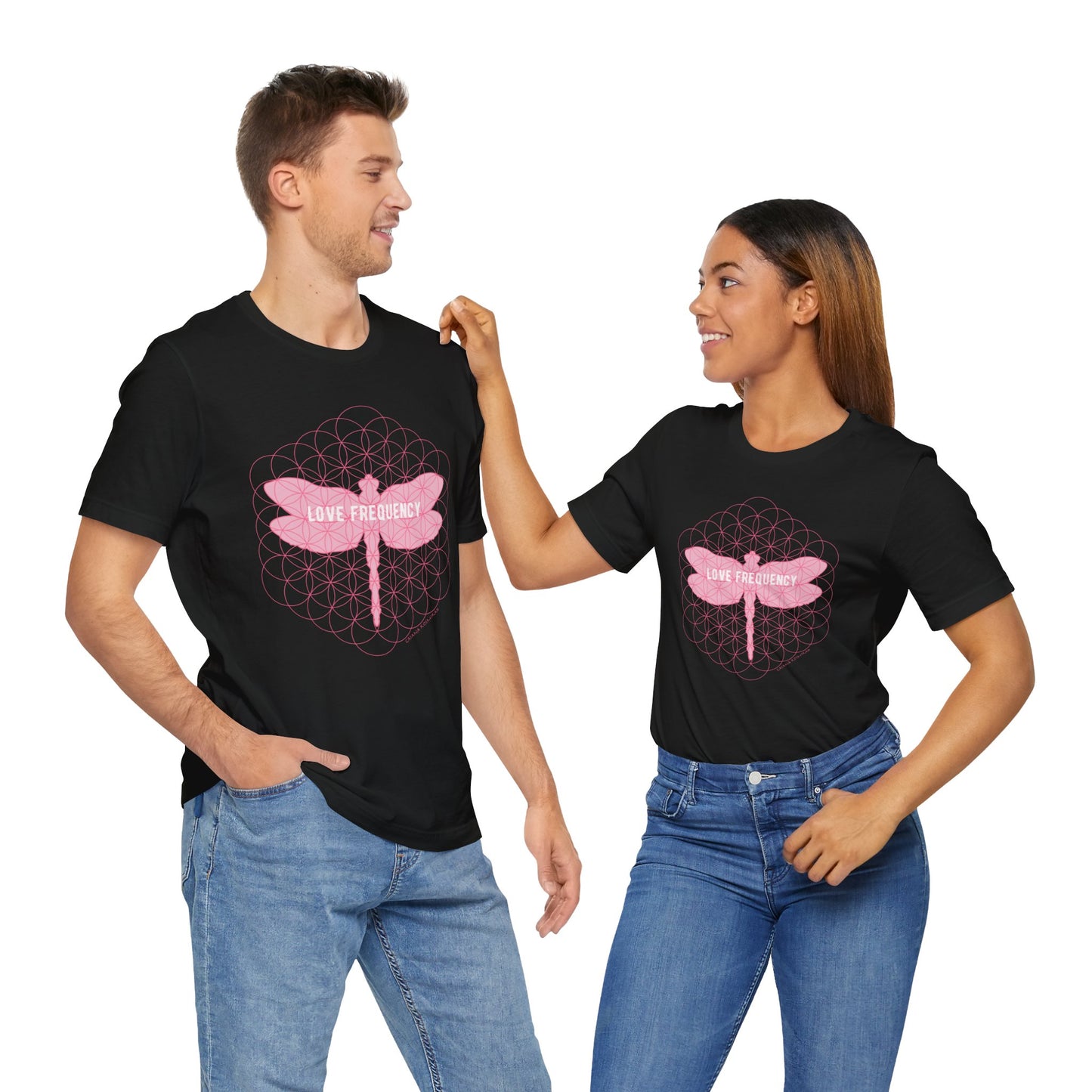 Love Frequency Dragonfly Unisex Jersey Short Sleeve Tee | Love Dragonfly Flower of Life Shirt | Love Dragonfly Sacred Geometry T-Shirt