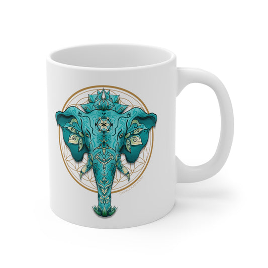 Elephant Ganesha Flower Of Life - Ceramic Mug 11oz